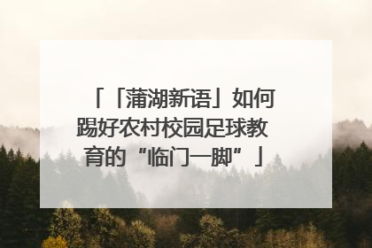 「蒲湖新语」如何踢好农村校园足球教育的“临门一脚”