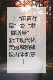 “闲置存量”变“发展增量” 浙江现代化美丽城镇建设再添新意