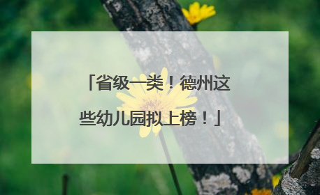 省级一类！德州这些幼儿园拟上榜！