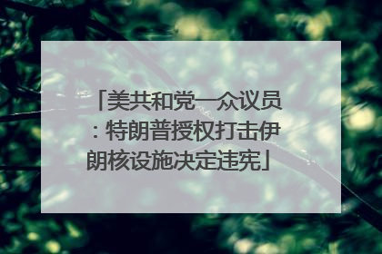 美共和党一众议员：特朗普授权打击伊朗核设施决定违宪