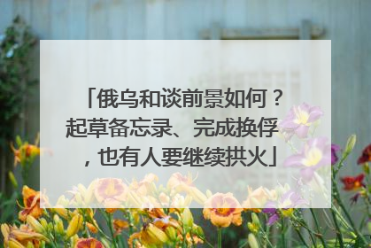 俄乌和谈前景如何？起草备忘录、完成换俘，也有人要继续拱火