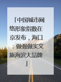 中国城市网络形象指数在京发布，海口：做强做实文旅海滨大品牌