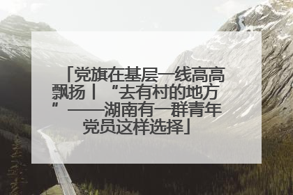 党旗在基层一线高高飘扬丨“去有村的地方”——湖南有一群青年党员这样选择