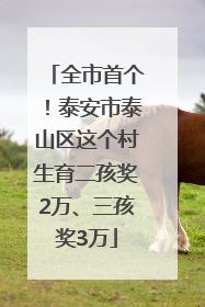全市首个！泰安市泰山区这个村生育二孩奖2万、三孩奖3万