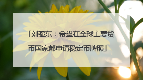 刘强东：希望在全球主要货币国家都申请稳定币牌照