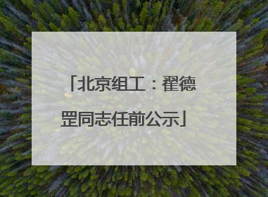 北京组工：翟德罡同志任前公示