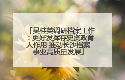 吴桂英调研档案工作：更好发挥存史资政育人作用 推动长沙档案事业高质量发展