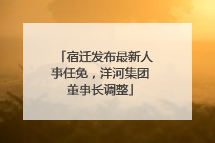 宿迁发布最新人事任免，洋河集团董事长调整