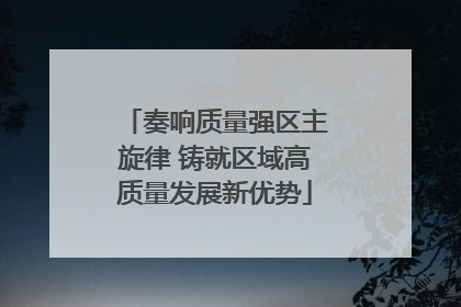 奏响质量强区主旋律 铸就区域高质量发展新优势
