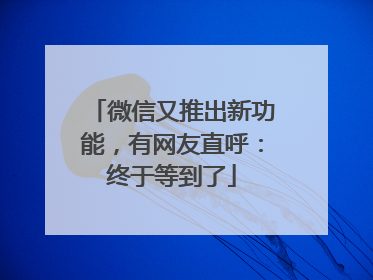 微信又推出新功能，有网友直呼：终于等到了