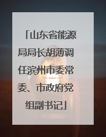 山东省能源局局长胡薄调任滨州市委常委、市政府党组副书记