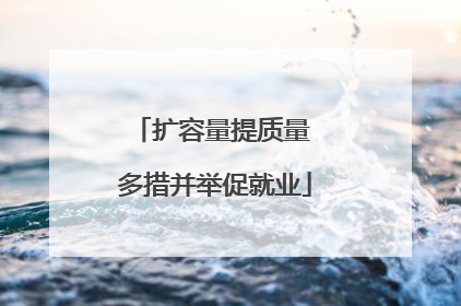 扩容量提质量 多措并举促就业