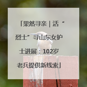 果然寻亲｜活“烈士”寻山东女护士进展：102岁老兵提供新线索