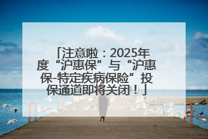 注意啦：2025年度“沪惠保”与“沪惠保-特定疾病保险”投保通道即将关闭！
