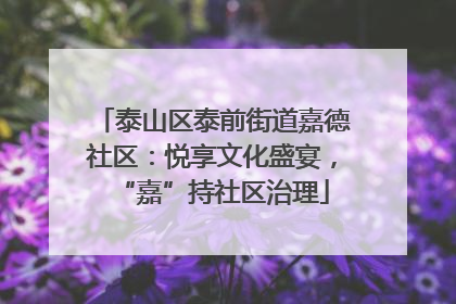 泰山区泰前街道嘉德社区：悦享文化盛宴，“嘉”持社区治理