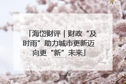 海岱财评｜财政“及时雨”助力城市更新迈向更“新”未来