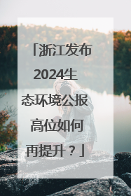 浙江发布2024生态环境公报 高位如何再提升？