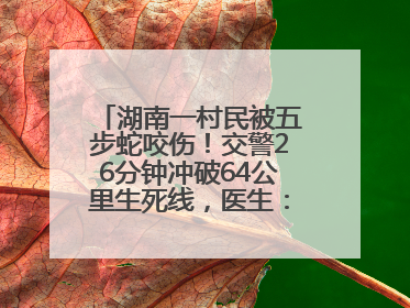 湖南一村民被五步蛇咬伤！交警26分钟冲破64公里生死线，医生：再晚20分钟或将呼吸肌麻痹