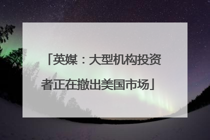 英媒：大型机构投资者正在撤出美国市场