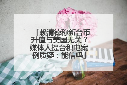 赖清德称新台币升值与美国无关？媒体人提台积电案例质疑：能信吗