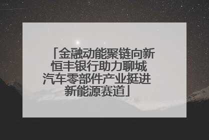 金融动能聚链向新 恒丰银行助力聊城汽车零部件产业挺进新能源赛道