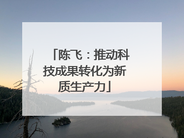 陈飞：推动科技成果转化为新质生产力