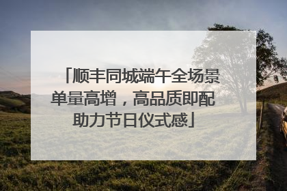 顺丰同城端午全场景单量高增，高品质即配助力节日仪式感