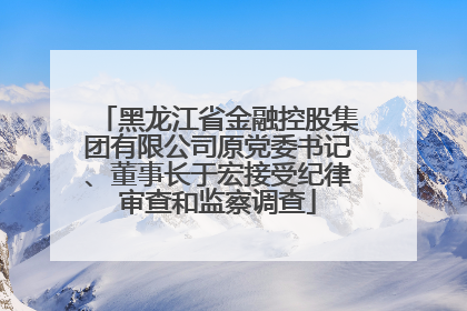 黑龙江省金融控股集团有限公司原党委书记、董事长于宏接受纪律审查和监察调查