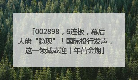 002898，6连板，幕后大佬“隐现”！国际投行发声，这一领域或迎十年黄金期