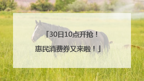30日10点开抢！惠民消费券又来啦！